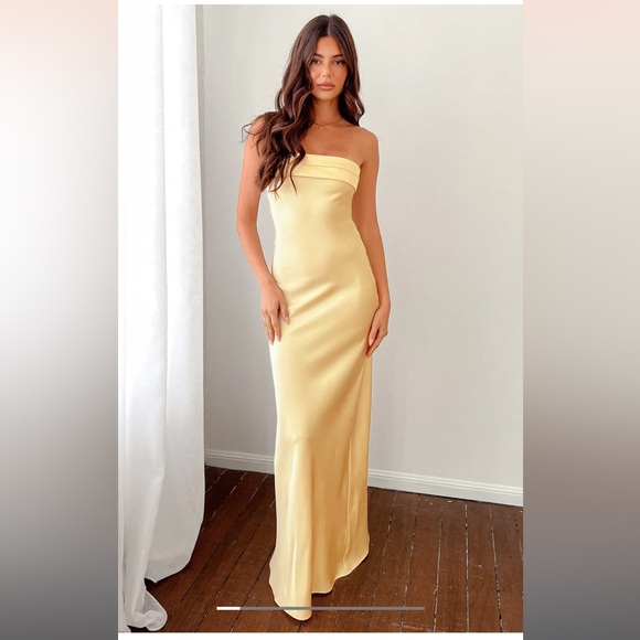 Maiah Yellow Maxi Strapless Evening Dress - Picture 1 of 3